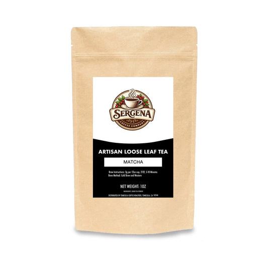 Sergena Coffee Company matcha pouch for brewing a cup of green tea